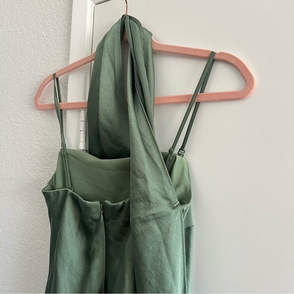 A&F Julia Strapless Scarf Elegant Maxi or Mid Dress
 Satin Green Strapless SP - Picture 10 of 12